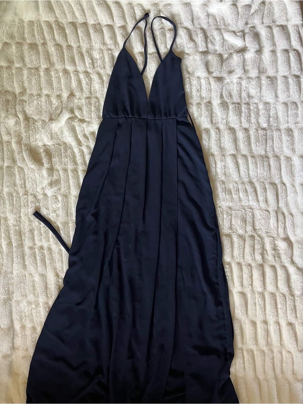 Navy blue Deep V-Neck Maxi Dress